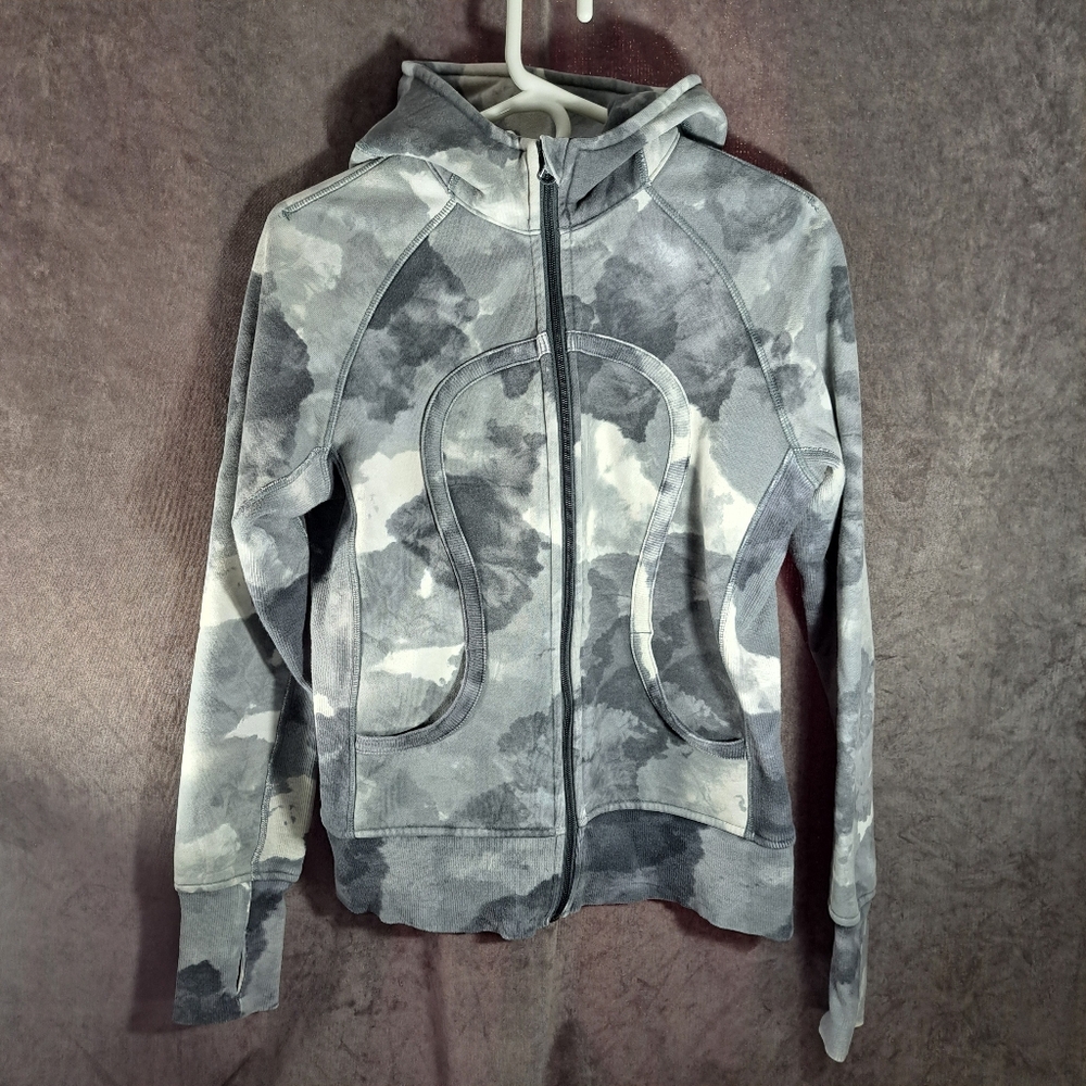 Lululemon Scuba Full Zip Hoodie White Coal Tinted Canvas Print G 8